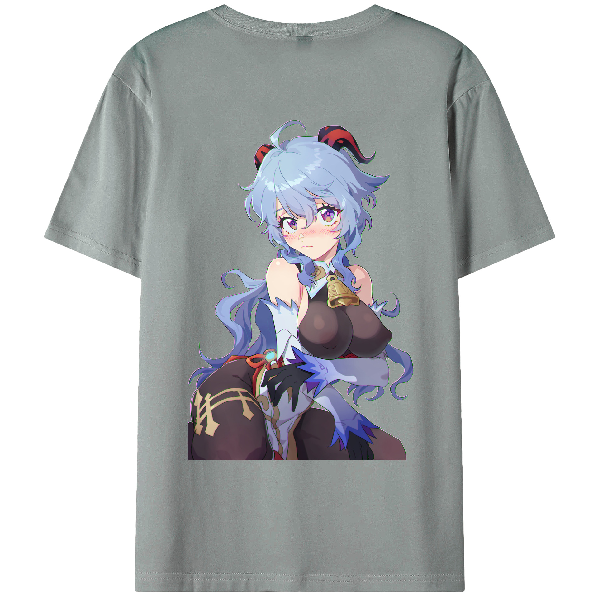 げんし神 甘雨 かんう genshin Ganyu 綿100％ メンズ半袖Tシャツ（バックプリント） 通気性